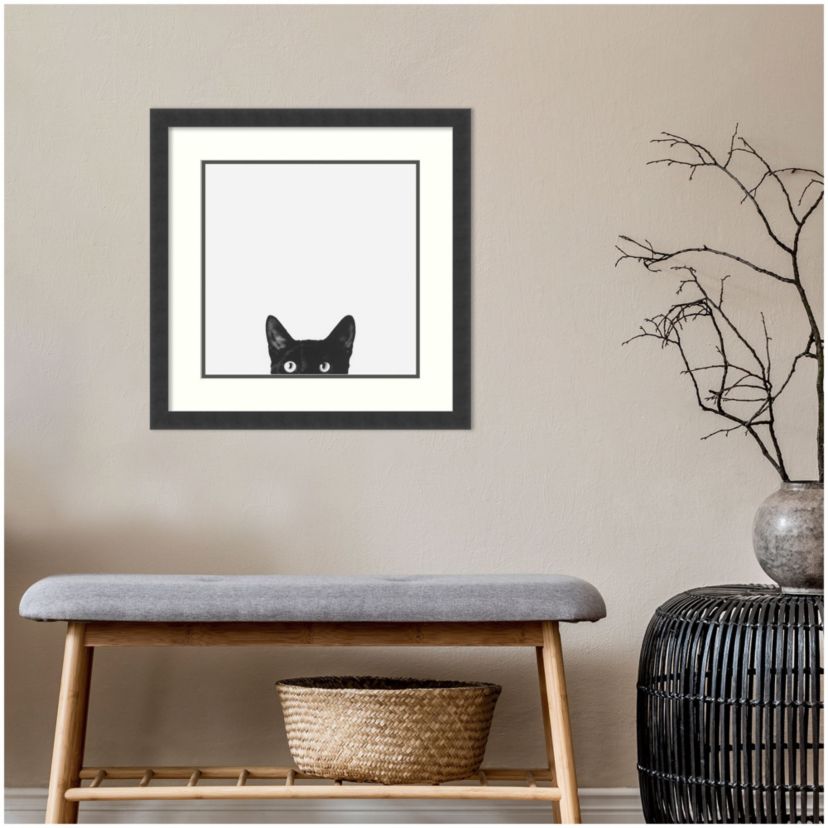 Curiosity (Cat) by Jon Bertelli Wood Framed Wall Art Print