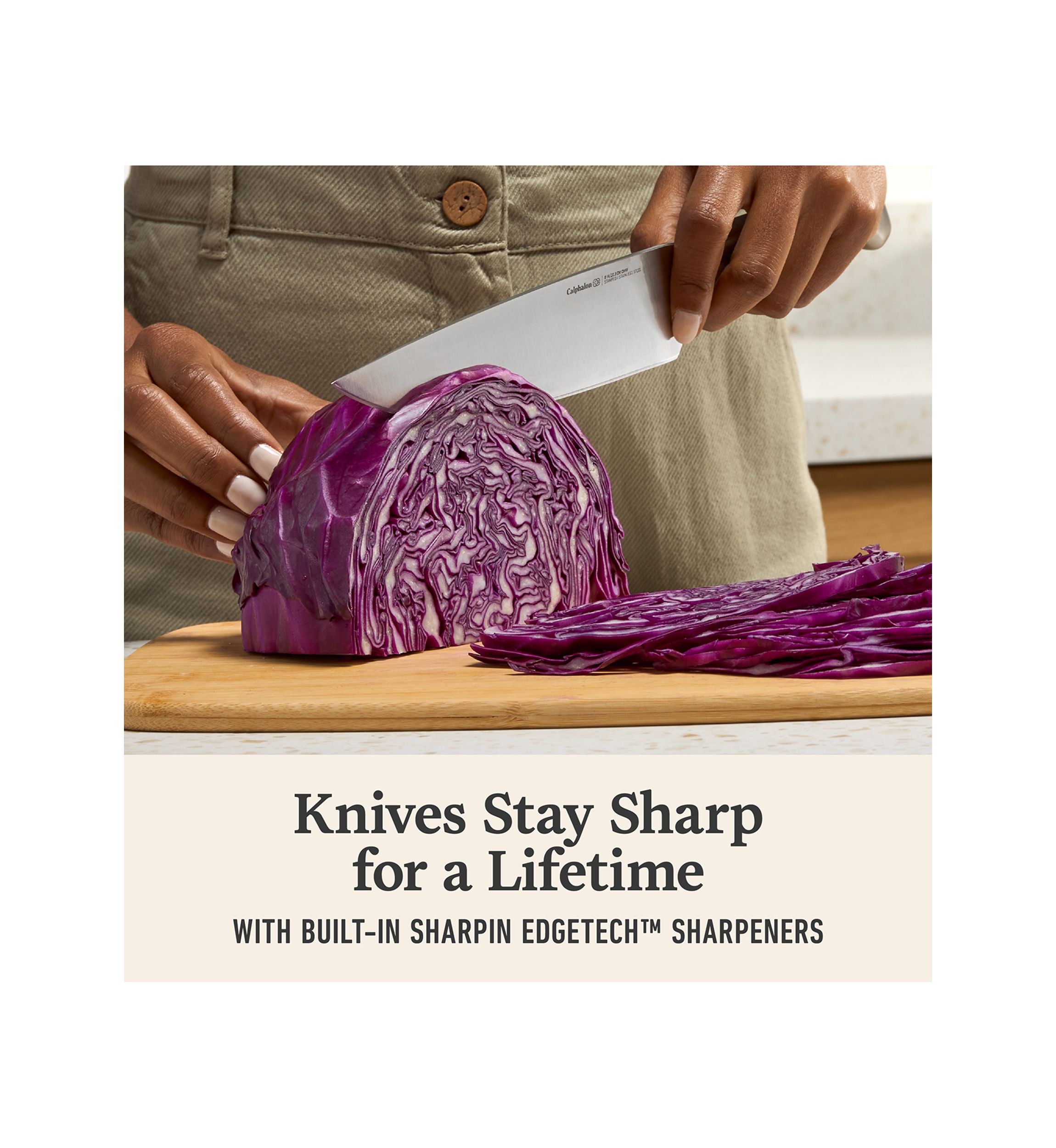 Premier by Calphalon 15-Piece Knife Set with SharpIN EdgeTech, Stainless Steel Handles