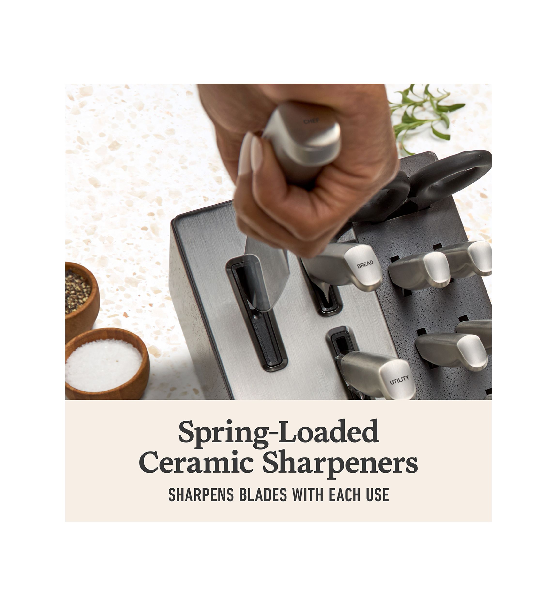 Premier by Calphalon 15-Piece Knife Set with SharpIN EdgeTech, Stainless Steel Handles