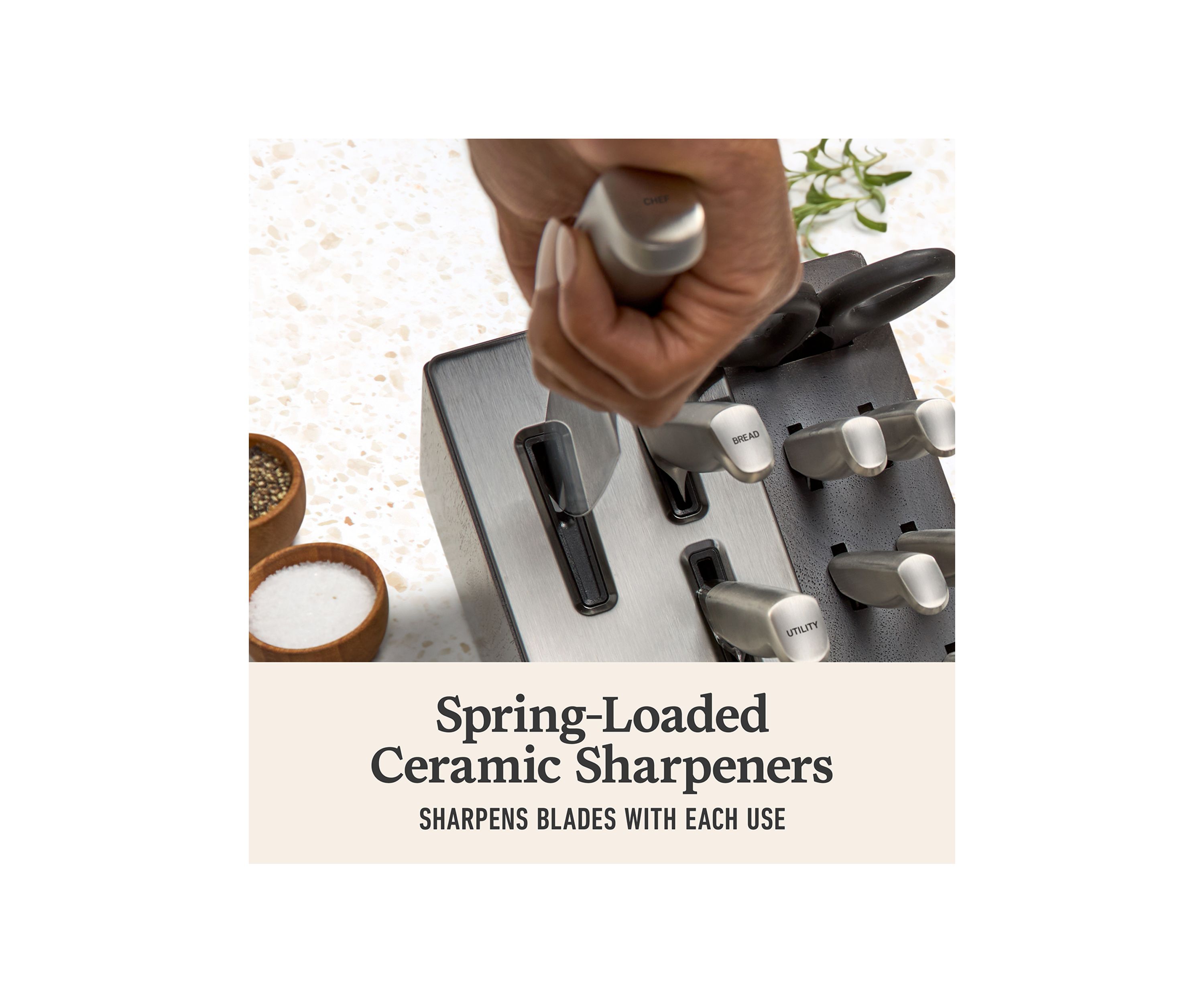 Premier by Calphalon 15-Piece Knife Set with SharpIN EdgeTech, Stainless Steel Handles