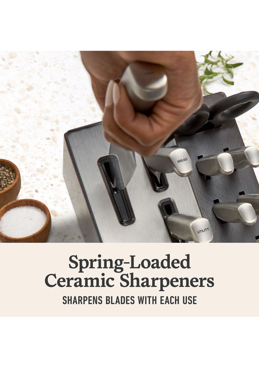 Premier by Calphalon 15-Piece Knife Set with SharpIN EdgeTech, Stainless Steel Handles