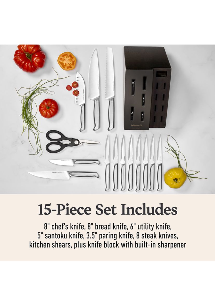 Premier by Calphalon 15-Piece Knife Set with SharpIN EdgeTech, Stainless Steel Handles