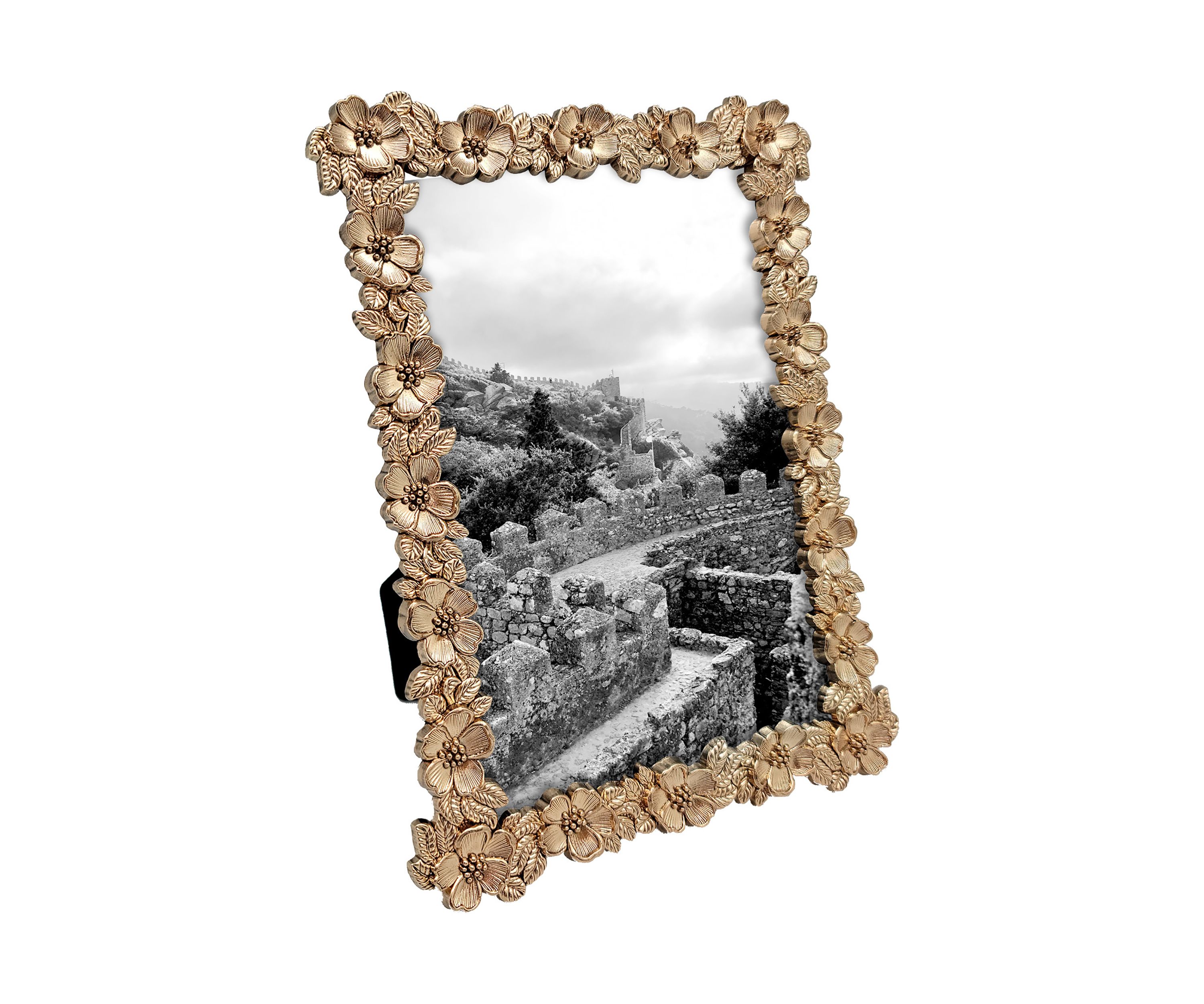 Antique Gold Flower Garland 4 x 6 Frame
