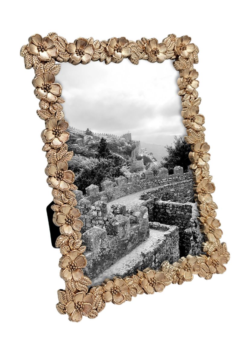 Antique Gold Flower Garland 4 x 6 Frame