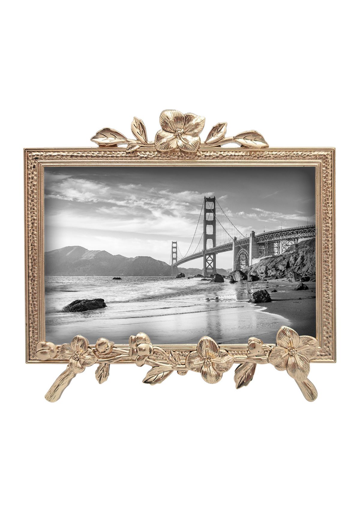 Antique Gold Flower Easel 4 x 6 Frame