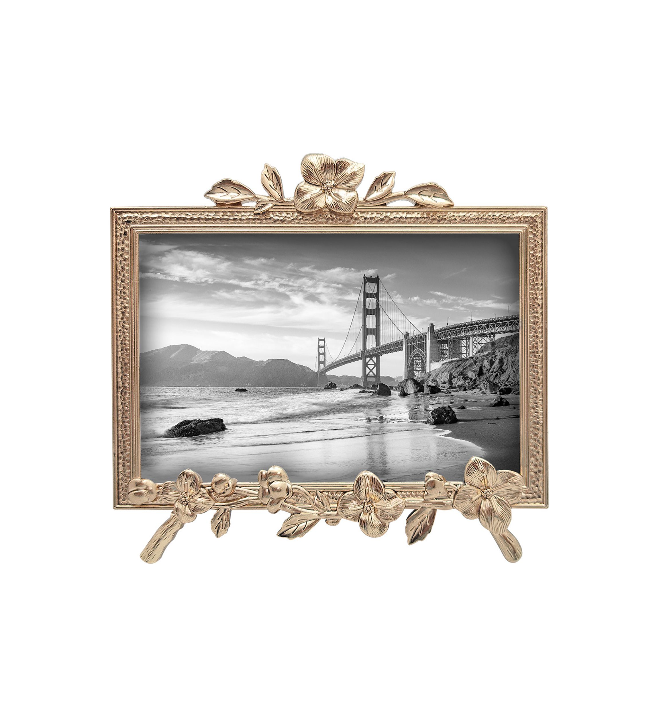 Antique Gold Flower Easel 4 x 6 Frame