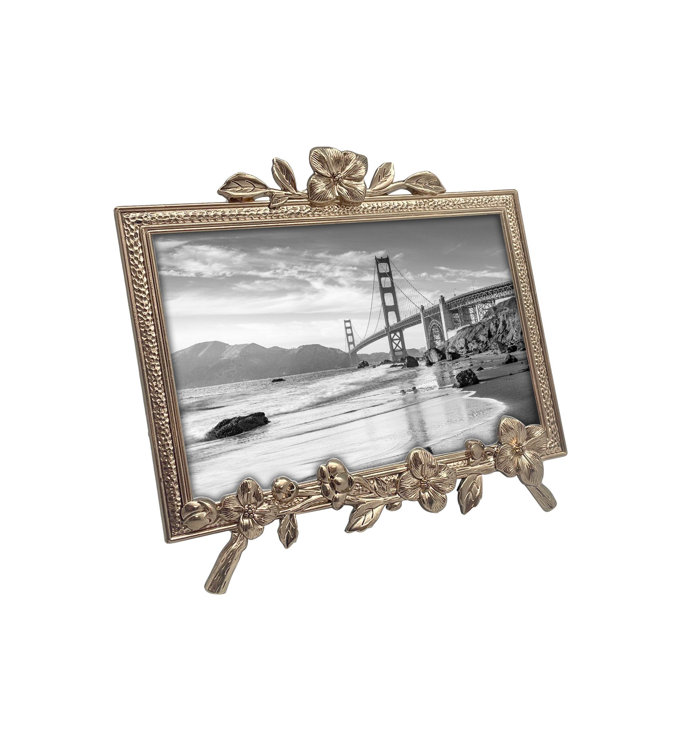 Antique Gold Flower Easel 4 x 6 Frame
