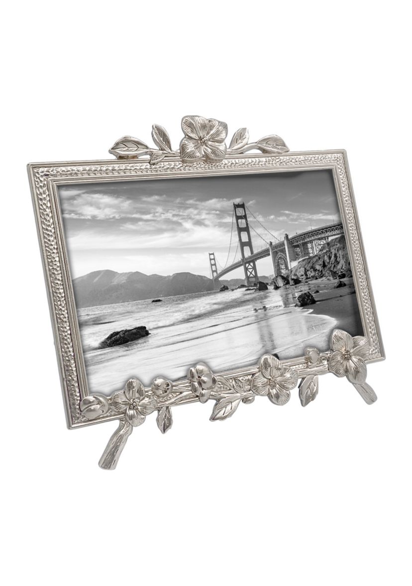 Antique Silver Flower Easel 4 x 6 Frame