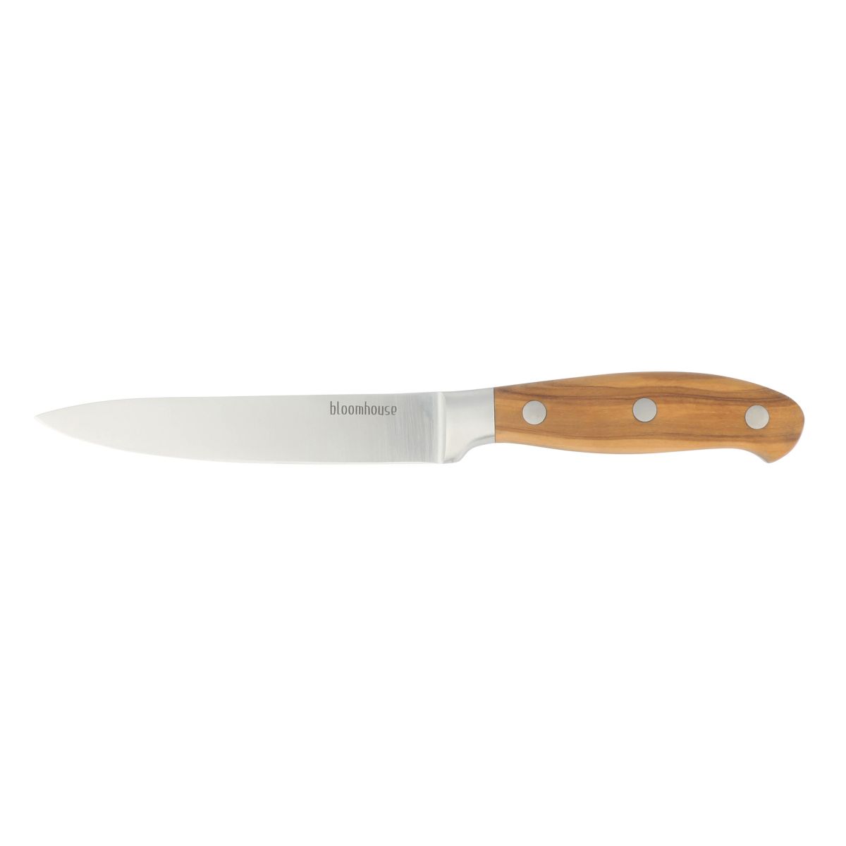 bloomhouse™ German Steel Utility Knife with Italian Olive Wood Handle, Riveted Handle, 5 inches