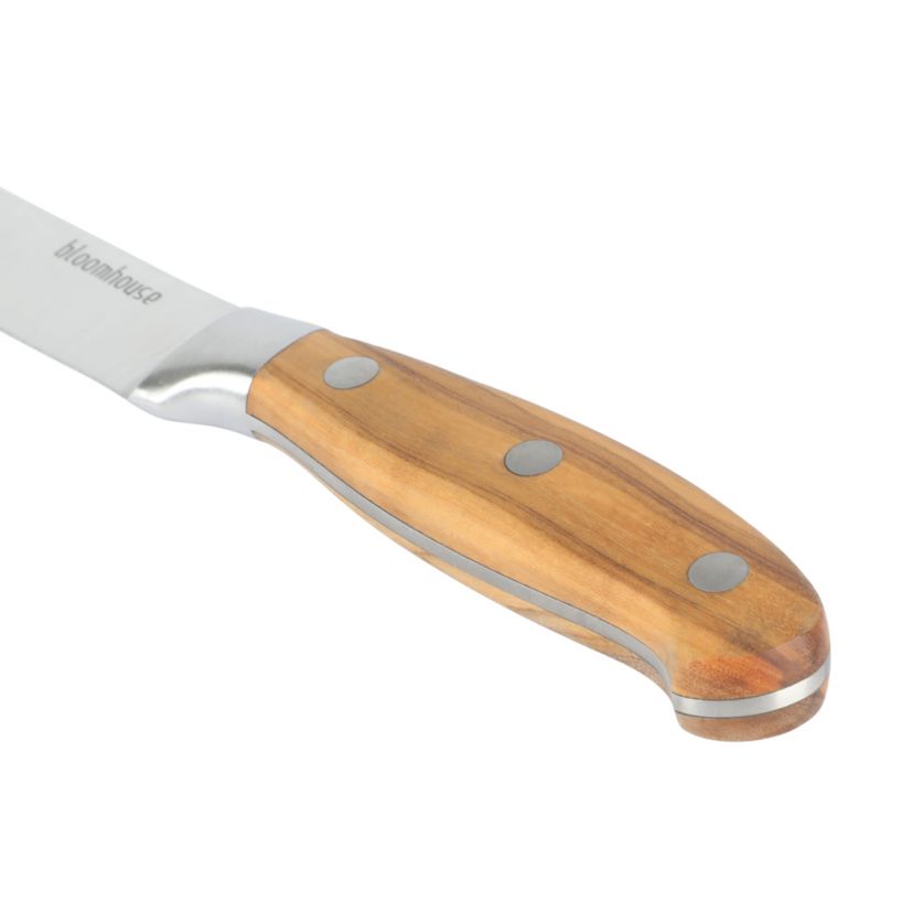 bloomhouse™ German Steel Utility Knife with Italian Olive Wood Handle, Riveted Handle, 5 inches