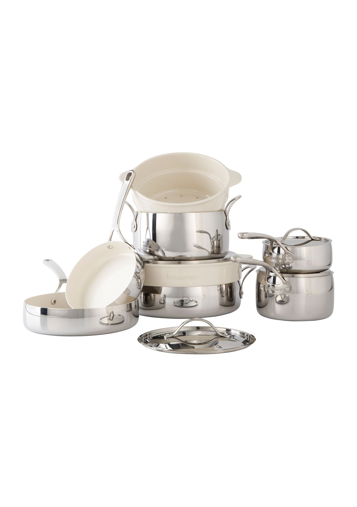 Ceramic Nonstick 12 Piece Stainless Steel Cookware Set