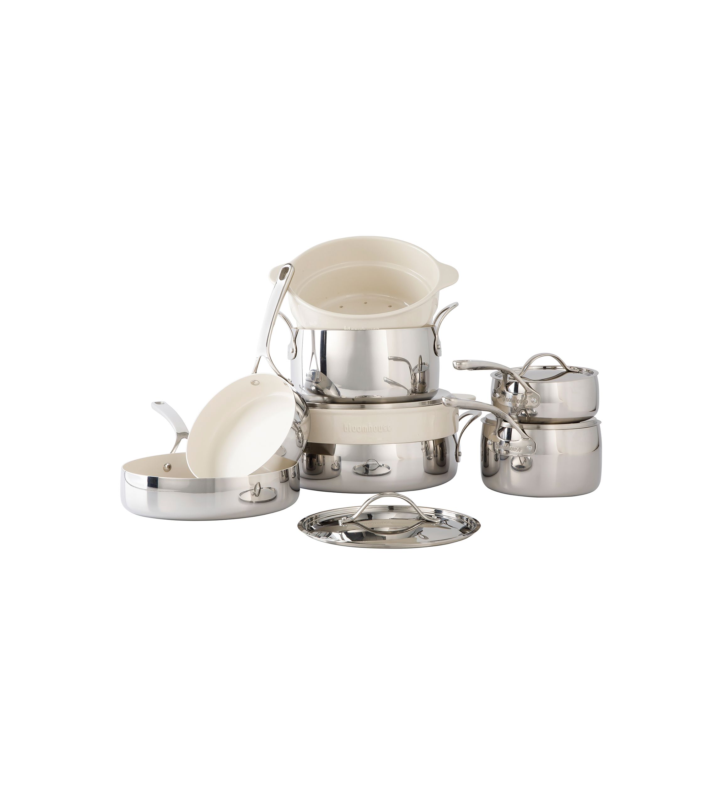 Ceramic Nonstick 12 Piece Stainless Steel Cookware Set