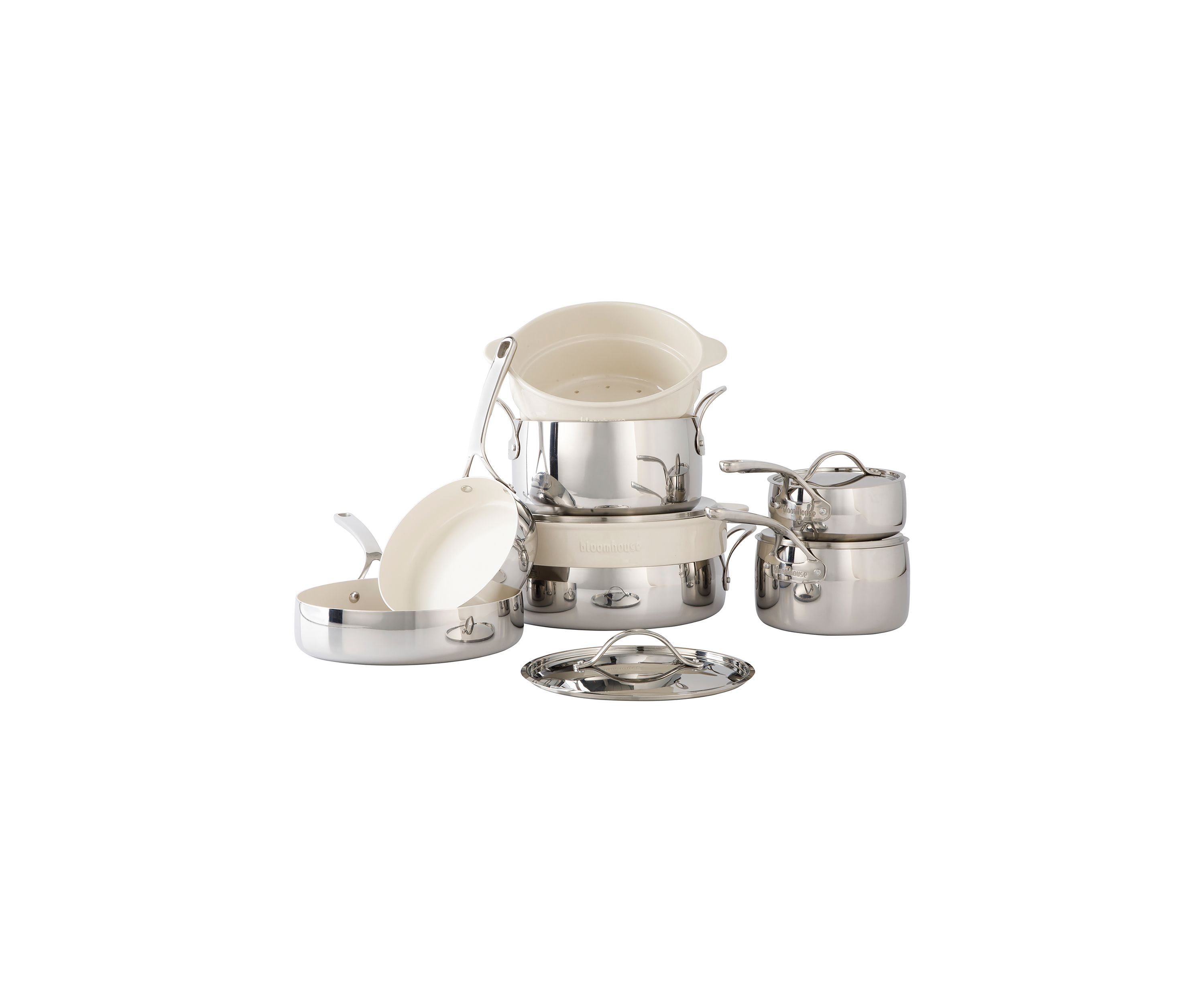 Ceramic Nonstick 12 Piece Stainless Steel Cookware Set