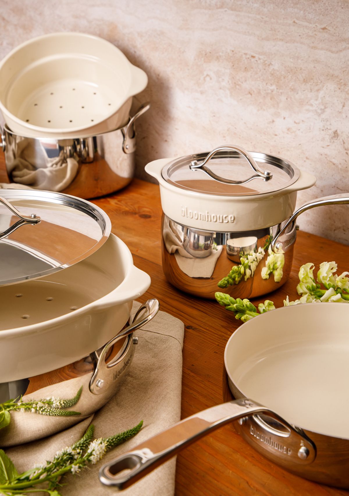 Ceramic Nonstick 12 Piece Stainless Steel Cookware Set