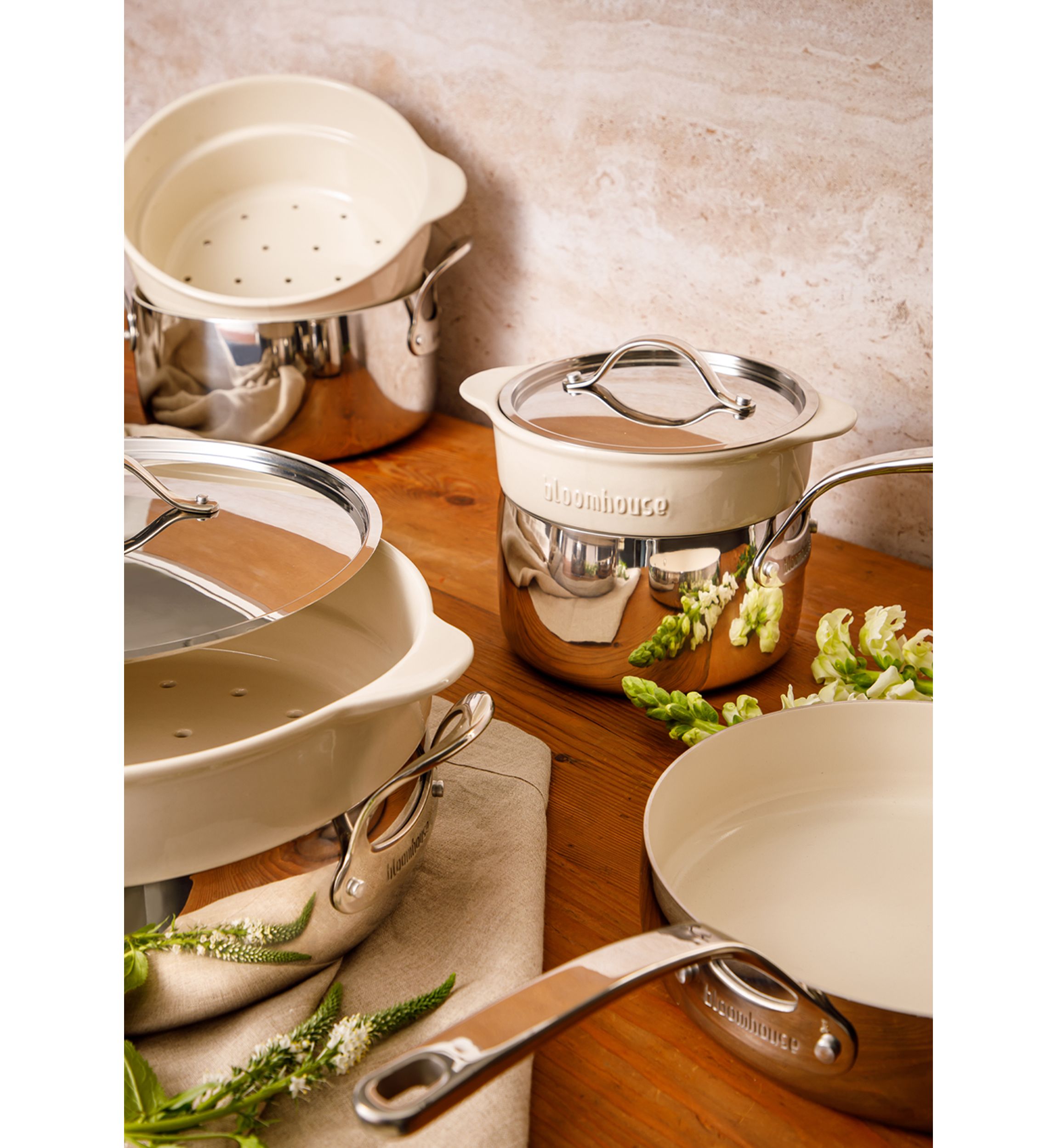 Ceramic Nonstick 12 Piece Stainless Steel Cookware Set