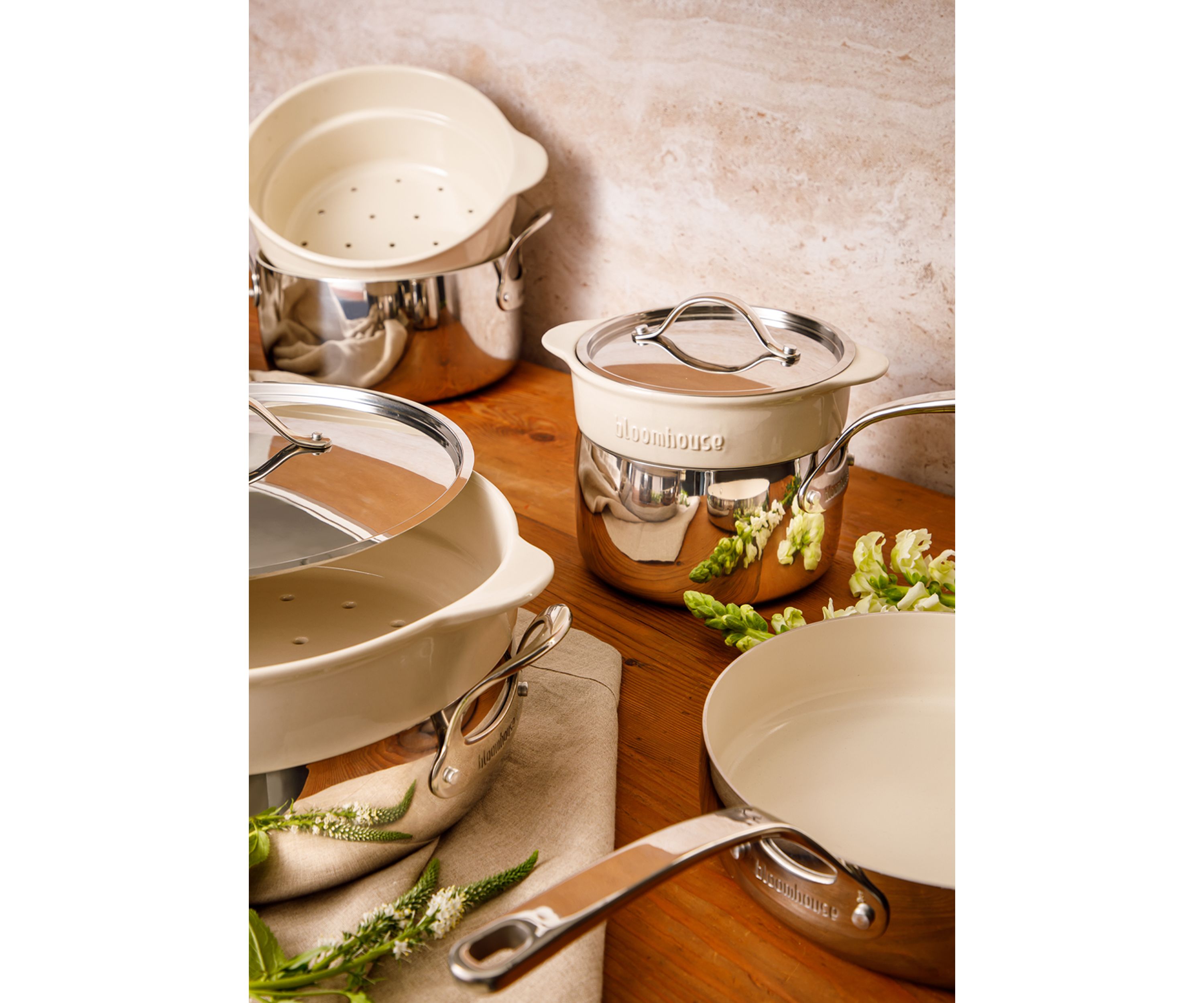 Ceramic Nonstick 12 Piece Stainless Steel Cookware Set