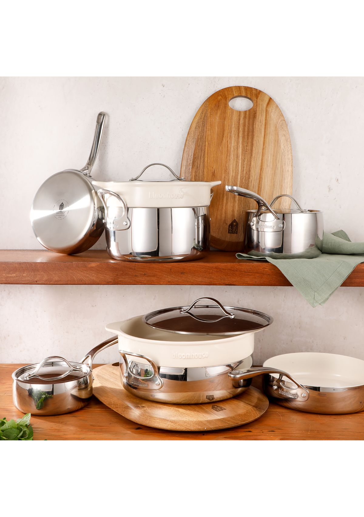 Ceramic Nonstick 12 Piece Stainless Steel Cookware Set
