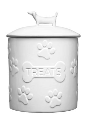 White Ceramic Dog Bone Treat Jar