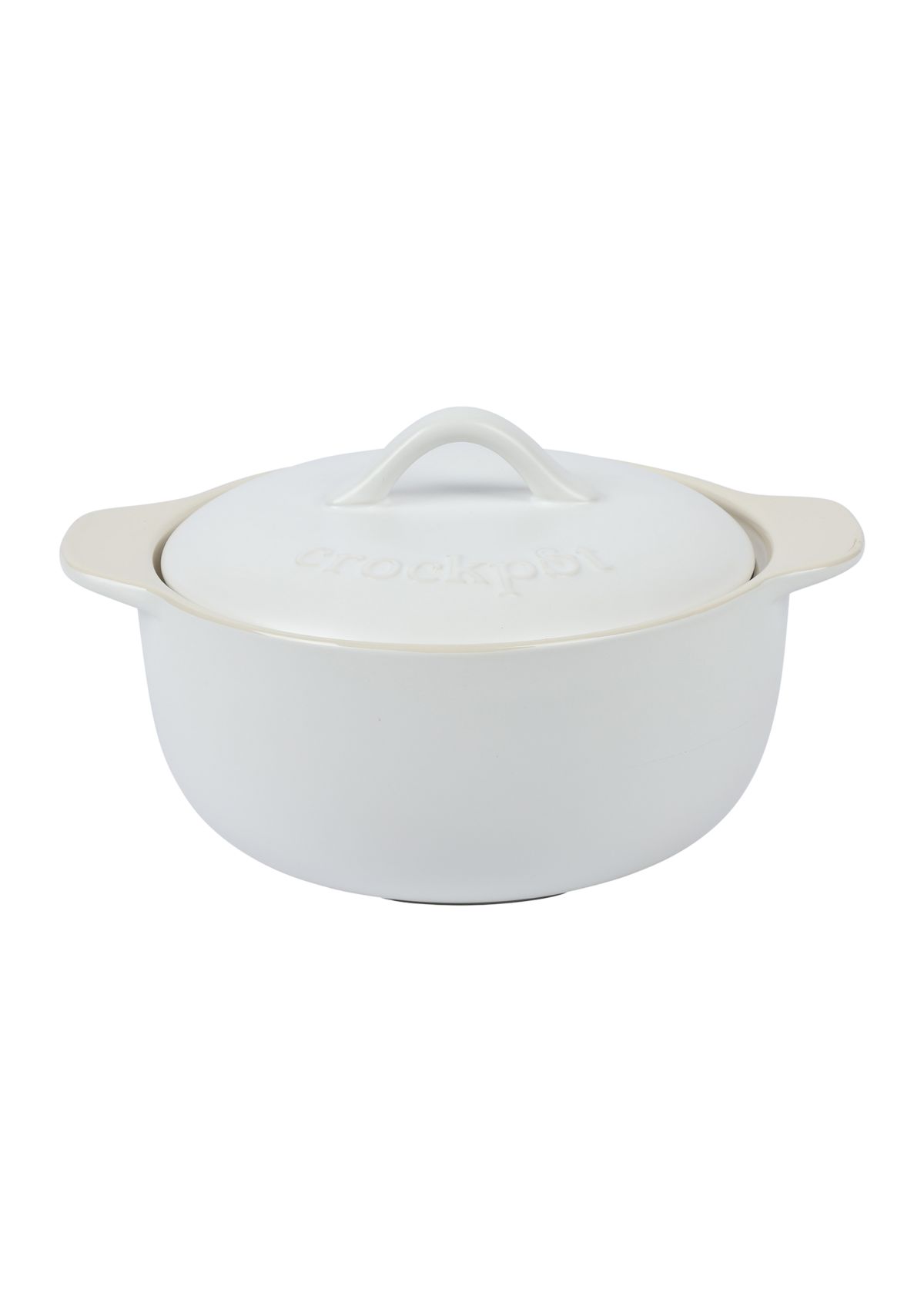 2.3 Quart White Stoneware Casserole Dish with Lid and Handles