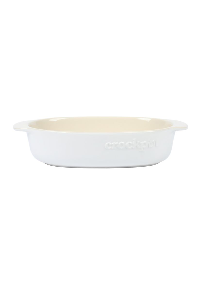 2.5 Quart White Oval Stoneware Baker
