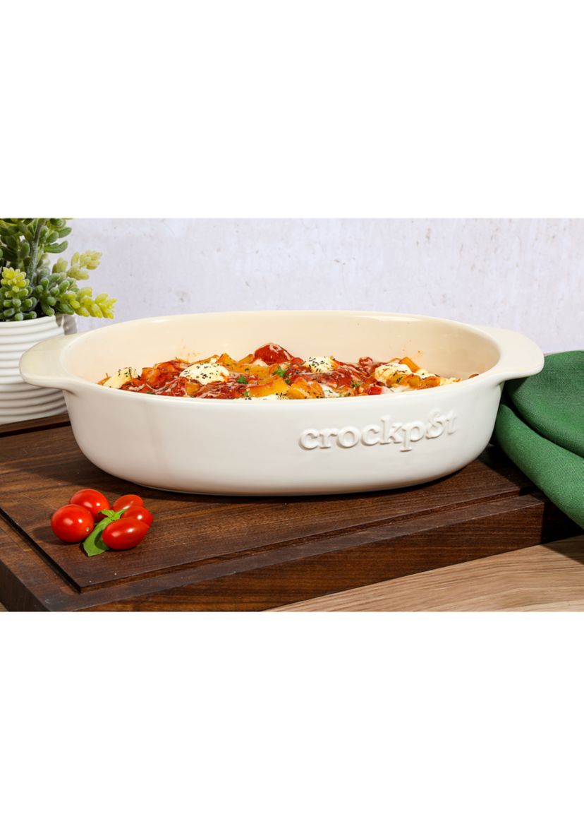 2.5 Quart White Oval Stoneware Baker