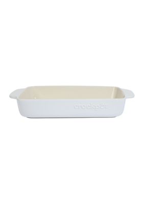 5.6 Quart Rectangular White Stoneware Baker