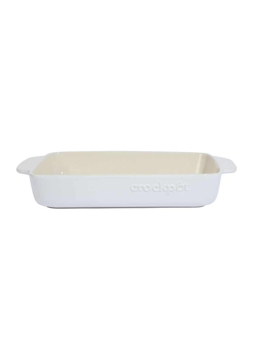 5.6 Quart Rectangular White Stoneware Baker