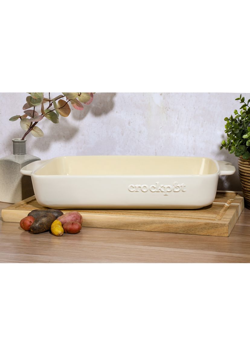 5.6 Quart Rectangular White Stoneware Baker