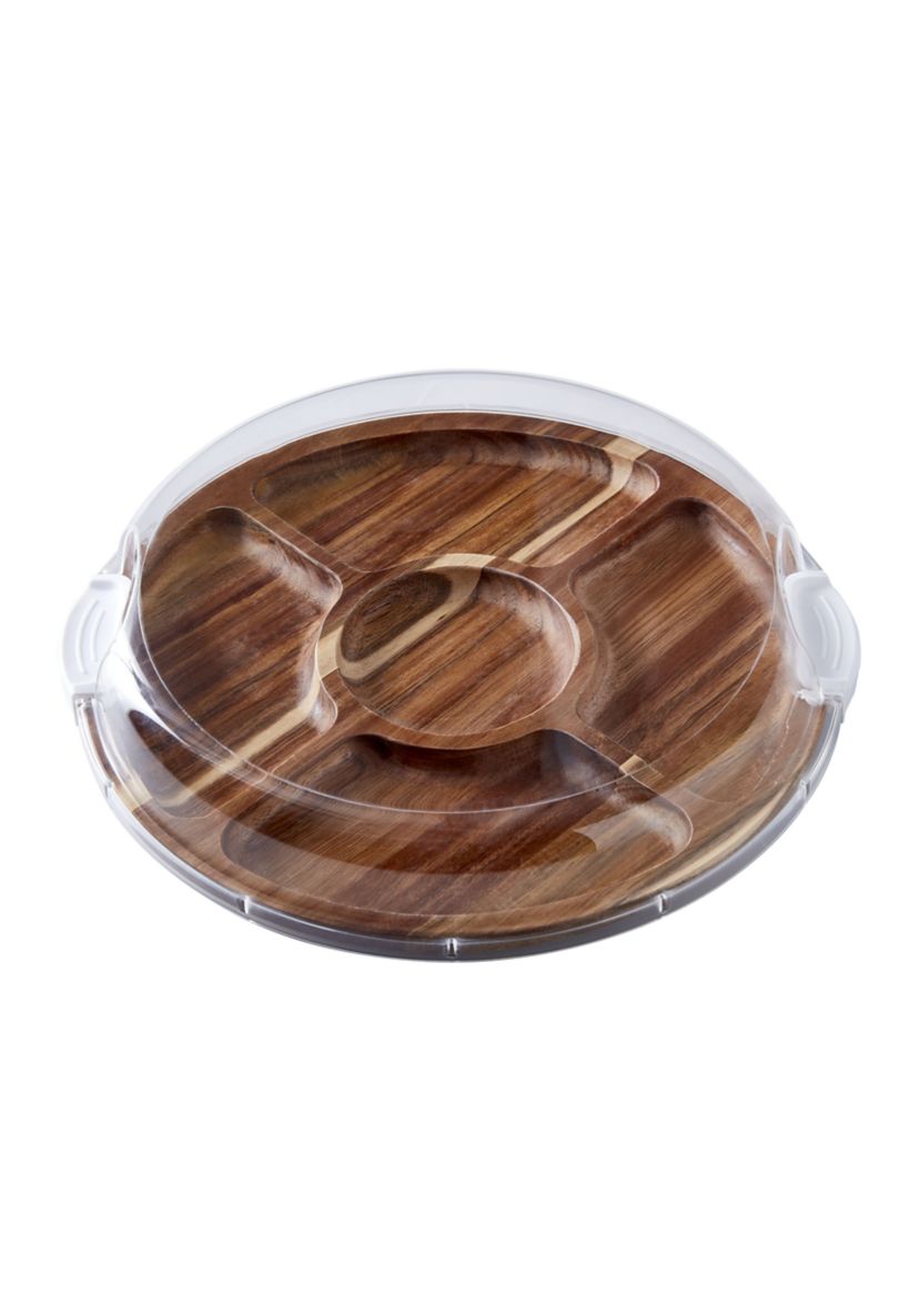 "Build-a-Board" Round Acacia Cutting and Charcuterie Board with Lid