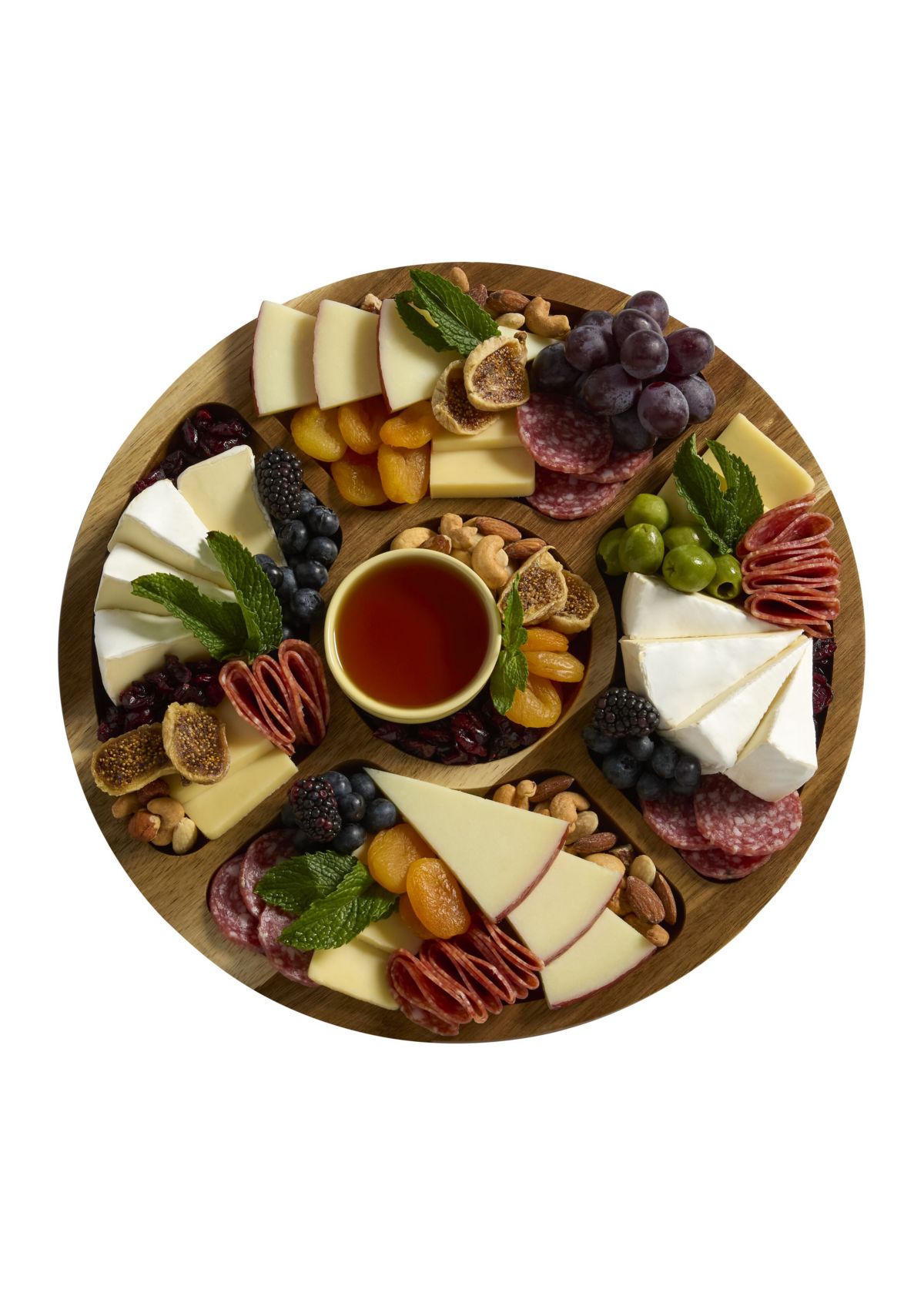 "Build-a-Board" Round Acacia Cutting and Charcuterie Board with Lid