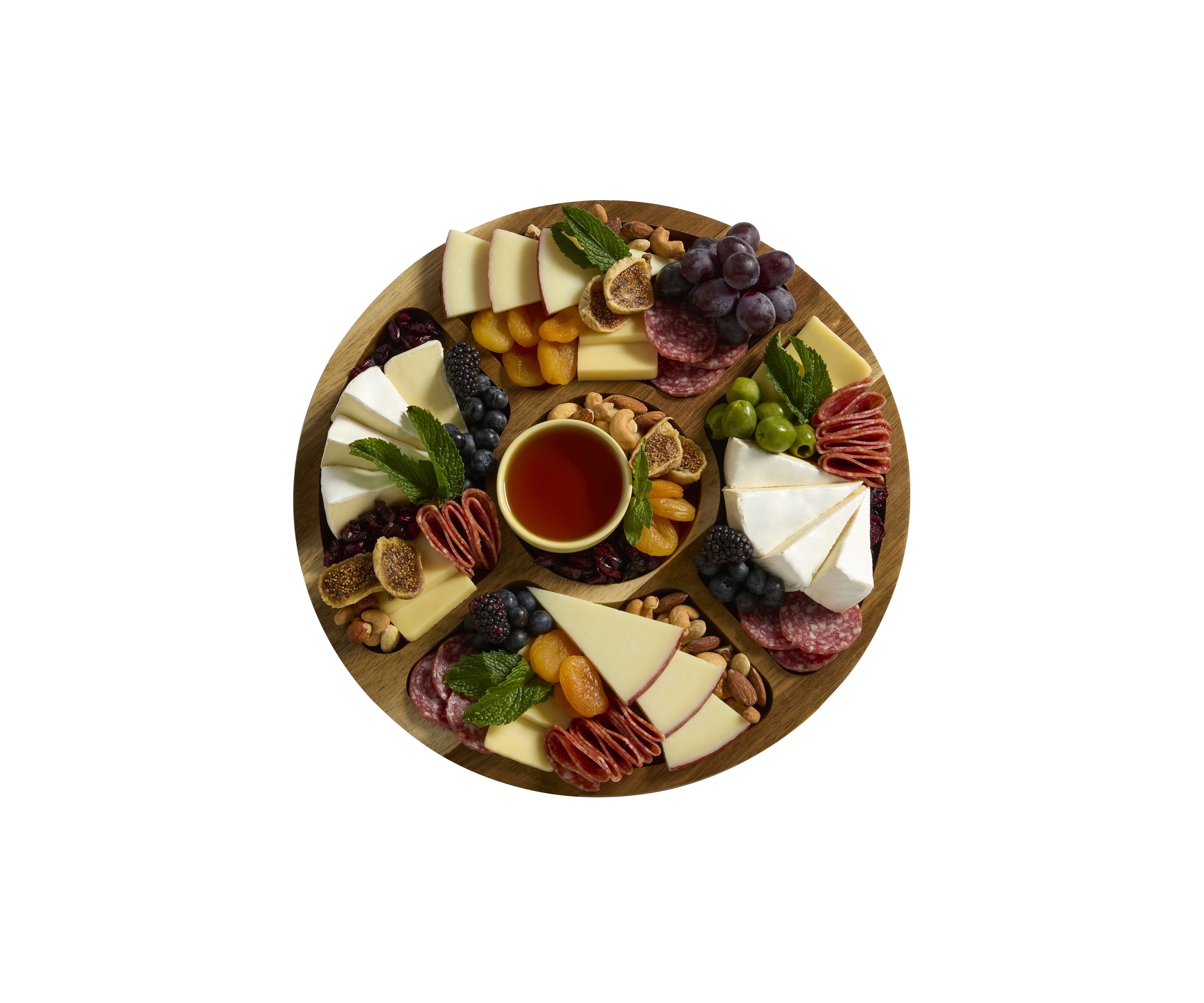 "Build-a-Board" Round Acacia Cutting and Charcuterie Board with Lid