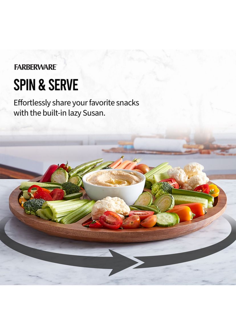 "Build-a-Board" Round Acacia Cutting and Charcuterie Board with Lid