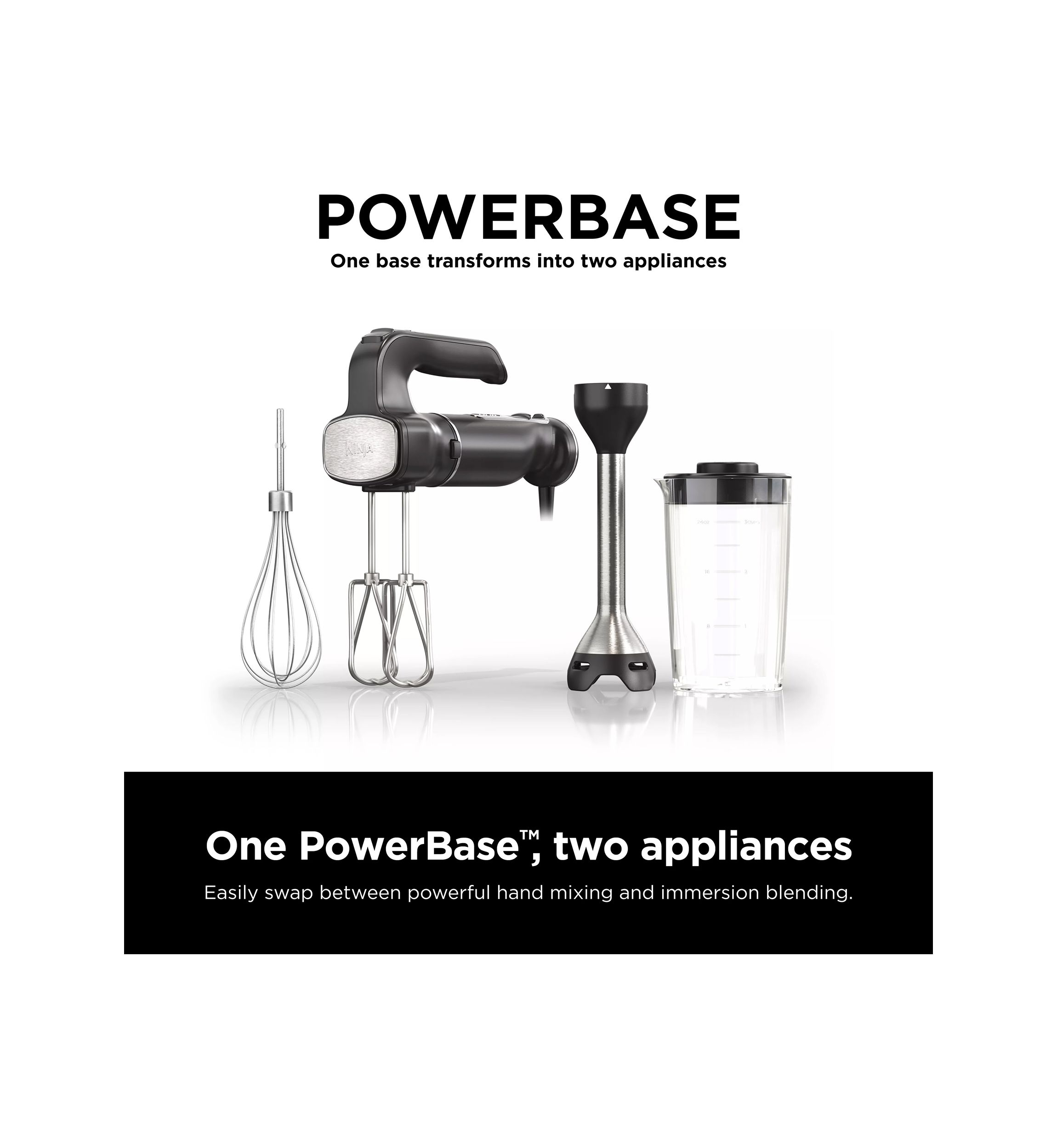 Foodi Power Mixer System Hand Blender and 5-Speed Hand Mixer Combo