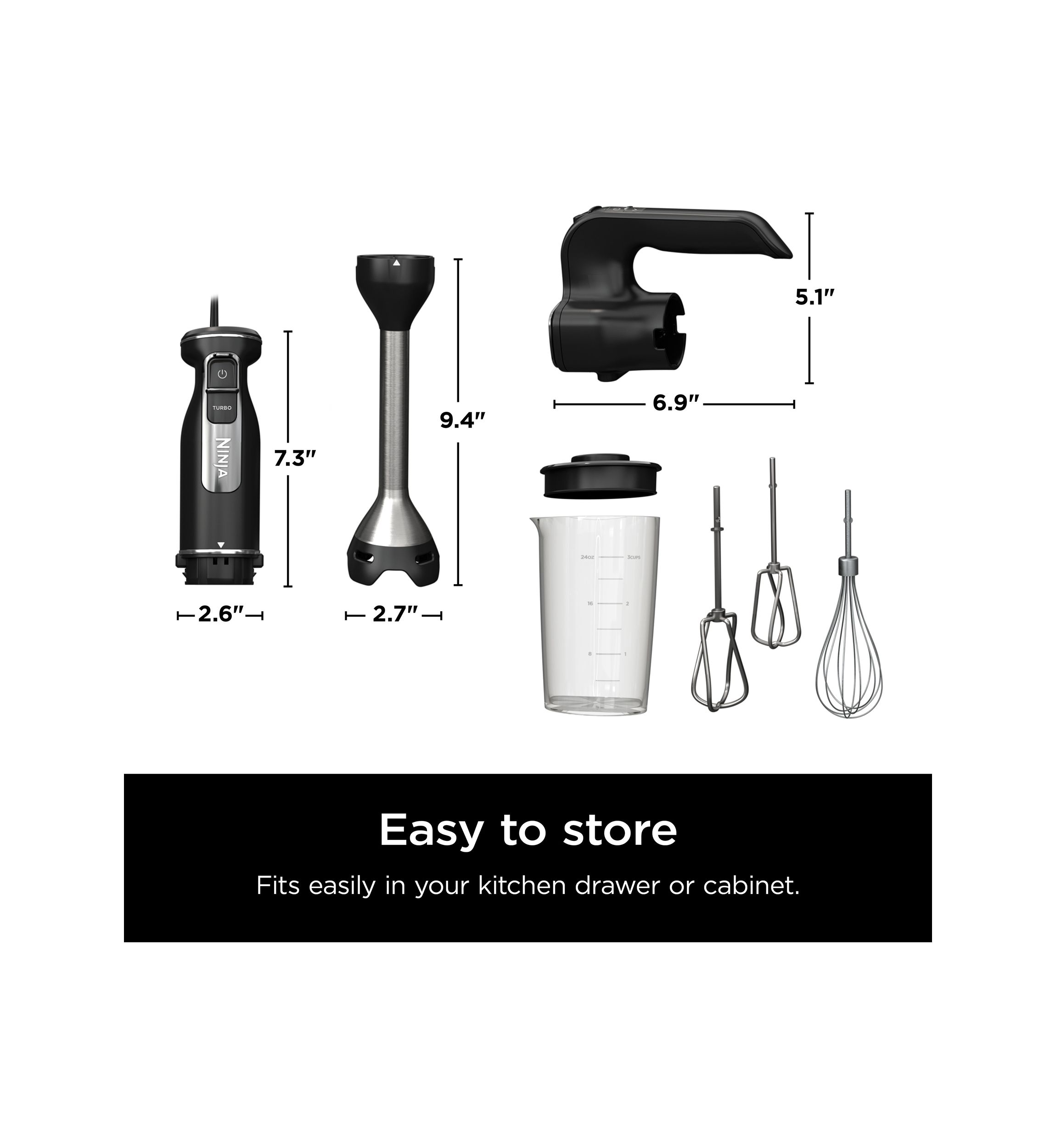 Foodi Power Mixer System Hand Blender and 5-Speed Hand Mixer Combo