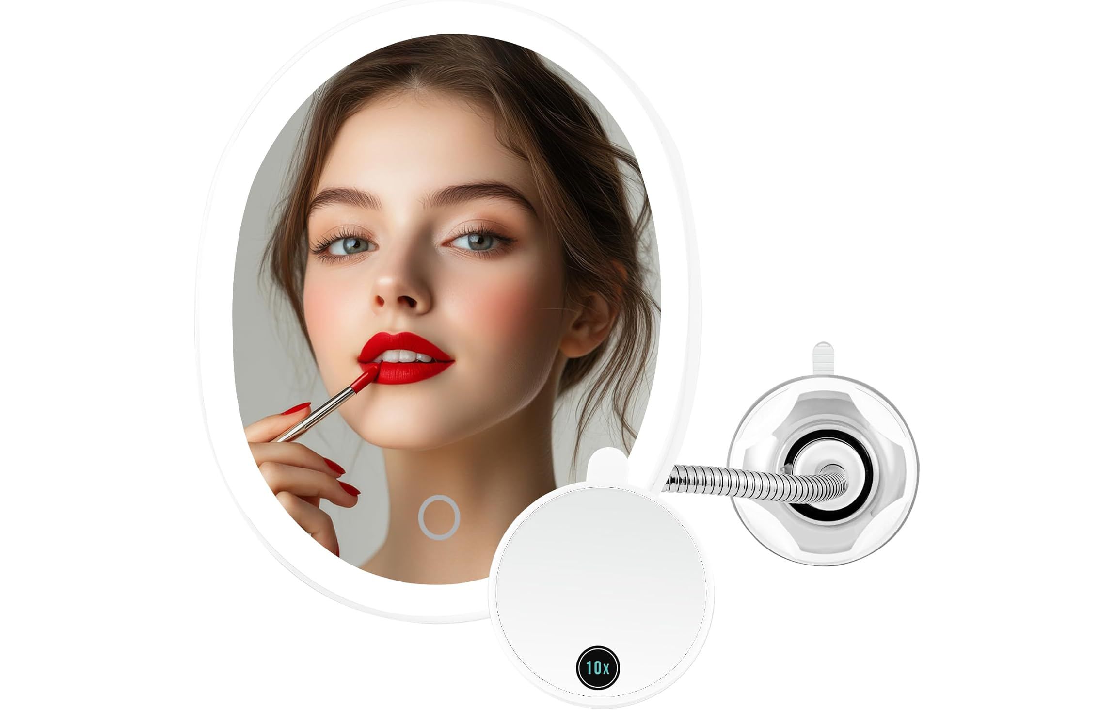 Gooseneck Lighted Mirror with Mini Suction-cup Mirror