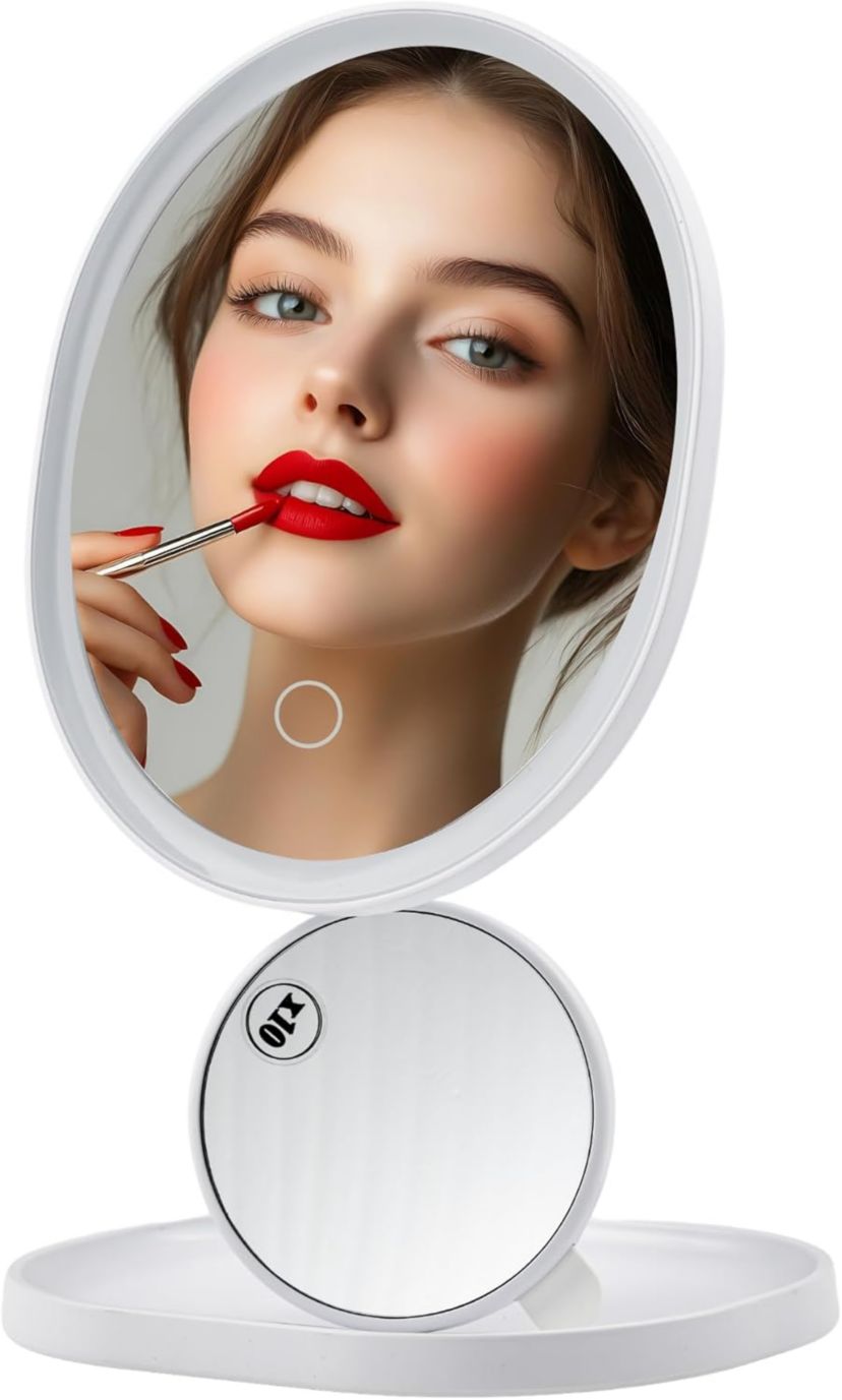 Vanity Table Top Mirror with Storage Tray