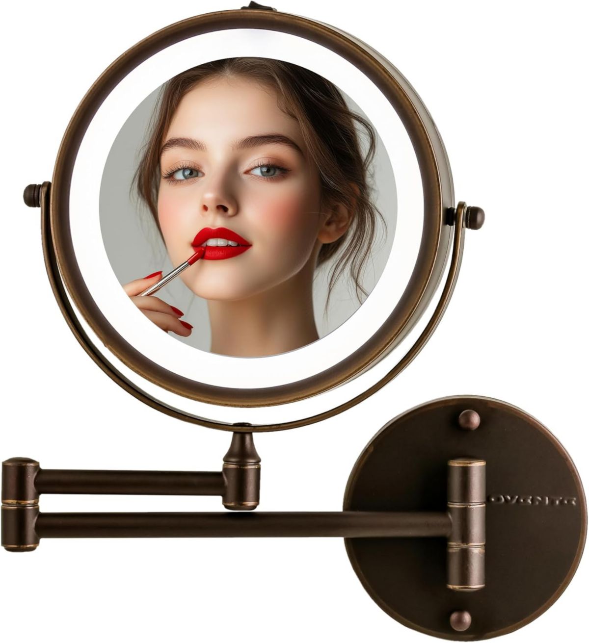 Dual-Sided Wall Mount Mirror with LED Light