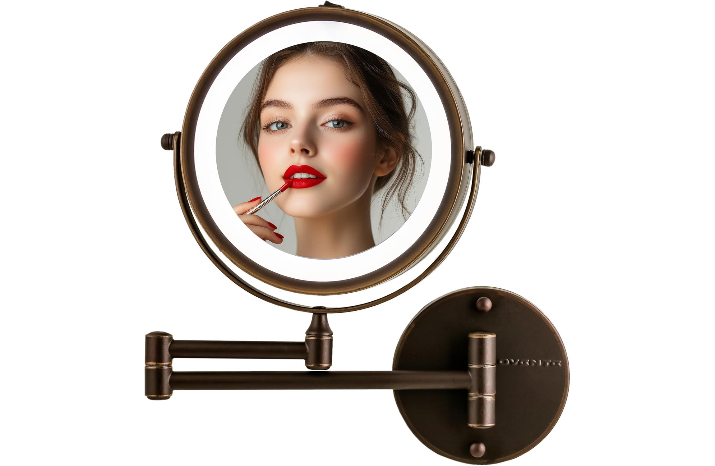 Dual-Sided Wall Mount Mirror with LED Light