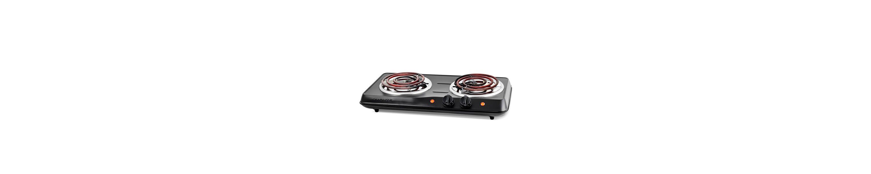 Electric Countertop Double Burner, 1700W Cooktop with 6" and 5.75" Stainless Steel Coil Hot Plates