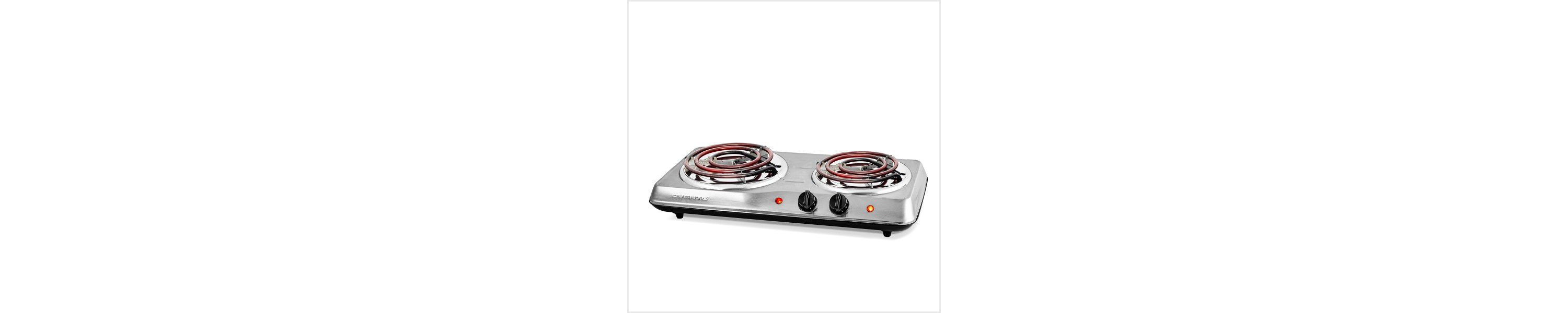 Electric Countertop Double Burner, 1700W Cooktop with 6" and 5.75" Stainless Steel Coil Hot Plates