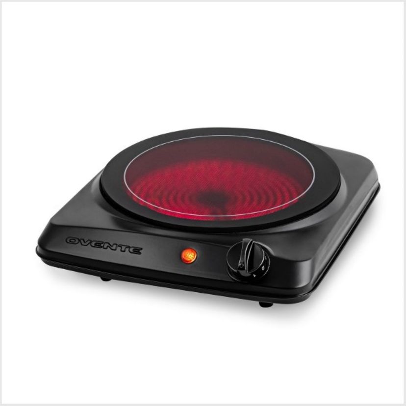 Countertop Infrared Single Burner, 1000W Electric Hot Plate with 7” Ceramic Glass Cooktop