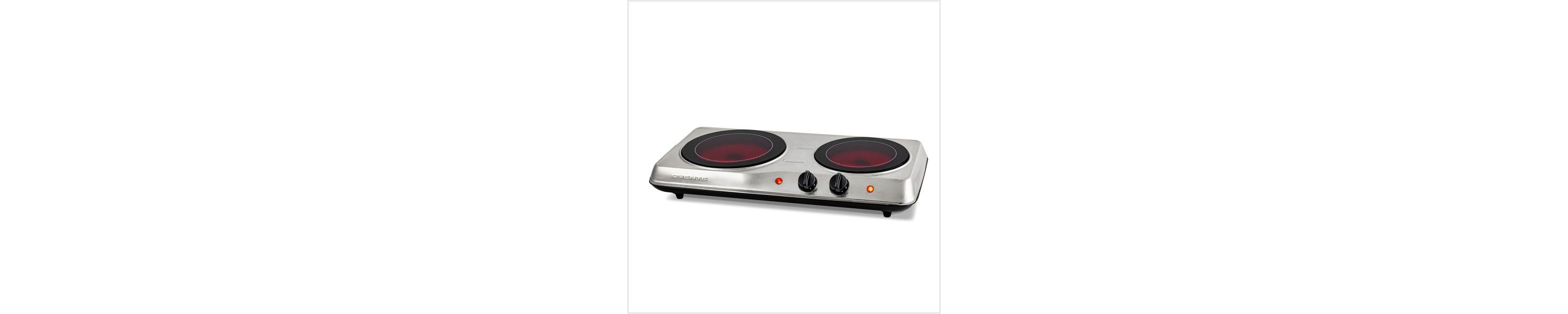 Countertop Infrared Double Burner, 1700W Electric Hot Plate and Portable Stove with 7.75" and 6.75" Ceramic Glass Cooktop
