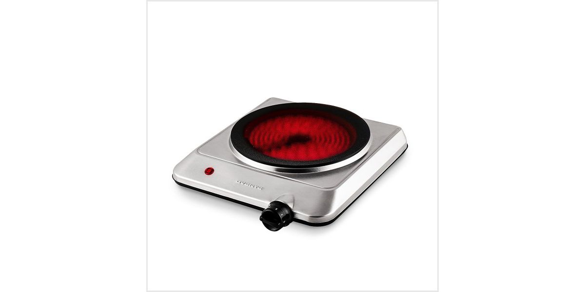 Countertop Infrared Single Burner, 1000W Electric Hot Plate w/ 7.5” Ceramic Glass Cooktop