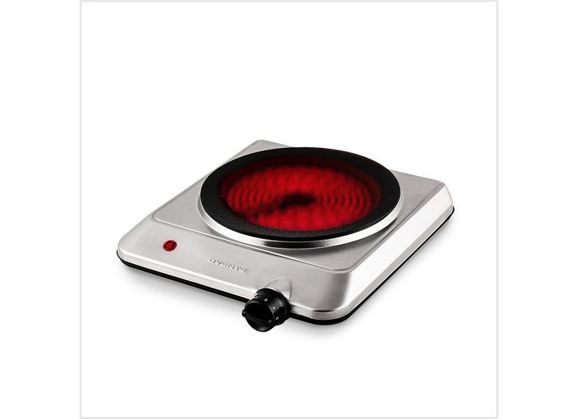 Countertop Infrared Single Burner, 1000W Electric Hot Plate w/ 7.5” Ceramic Glass Cooktop