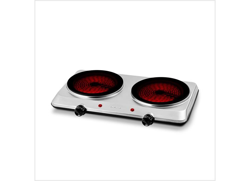 Countertop Infrared Double Burner, 1500W Electric Hot Plate and Portable Stove with 7.5” Ceramic Glass Cooktop