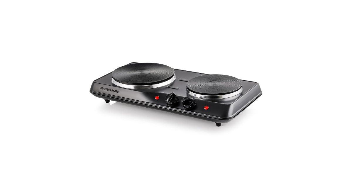 Electric Countertop Double Burner, 1700W Cooktop with 7.25" and 6.10" Cast Iron Hot Plates