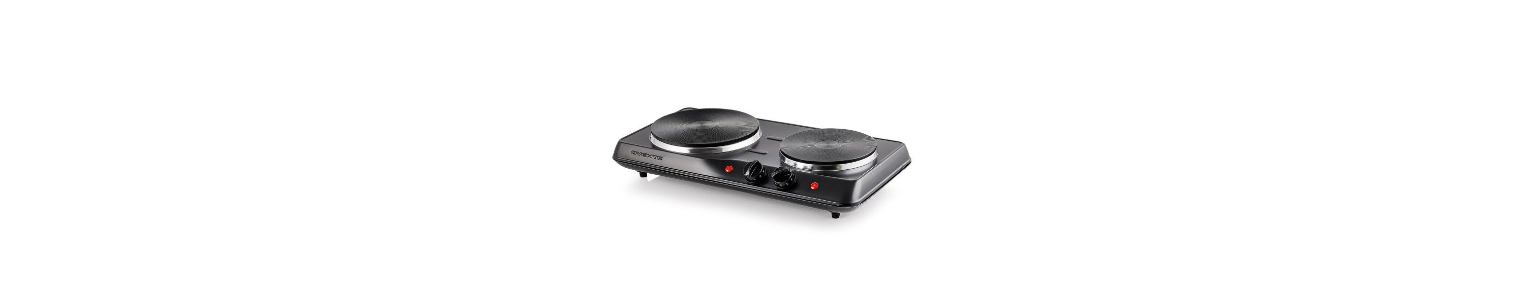 Electric Countertop Double Burner, 1700W Cooktop with 7.25" and 6.10" Cast Iron Hot Plates