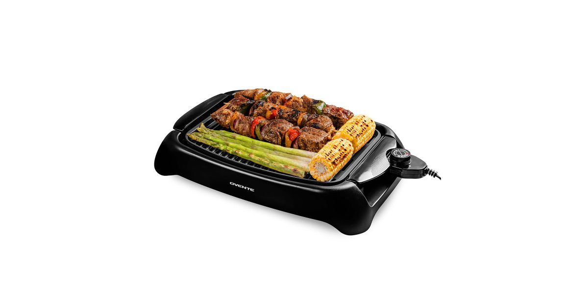 Electric Indoor Grill with 13x10 Inch Non-Stick Cooking Surface, 1000W