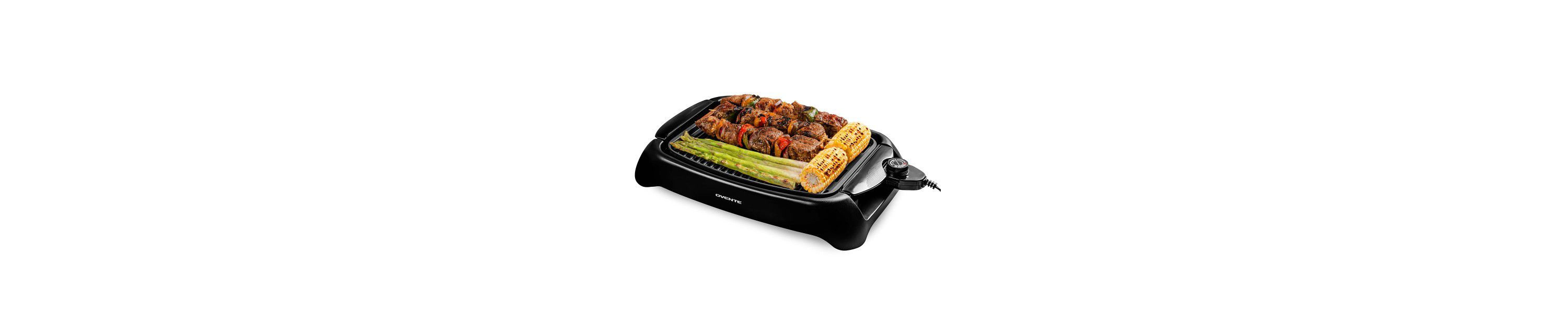 Electric Indoor Grill with 13x10 Inch Non-Stick Cooking Surface, 1000W