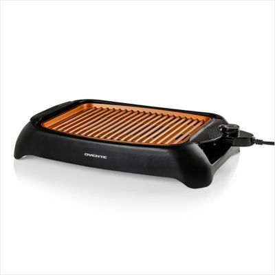Ovente Electric Indoor Grill with 13x10 Inch Non-Stick Cooking Surface, 1000W Fast Heat Up Power